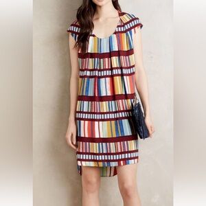 Maeve Anthropologie Multicolor Abstract High Low Casual Trendy Mini Dress sz 4